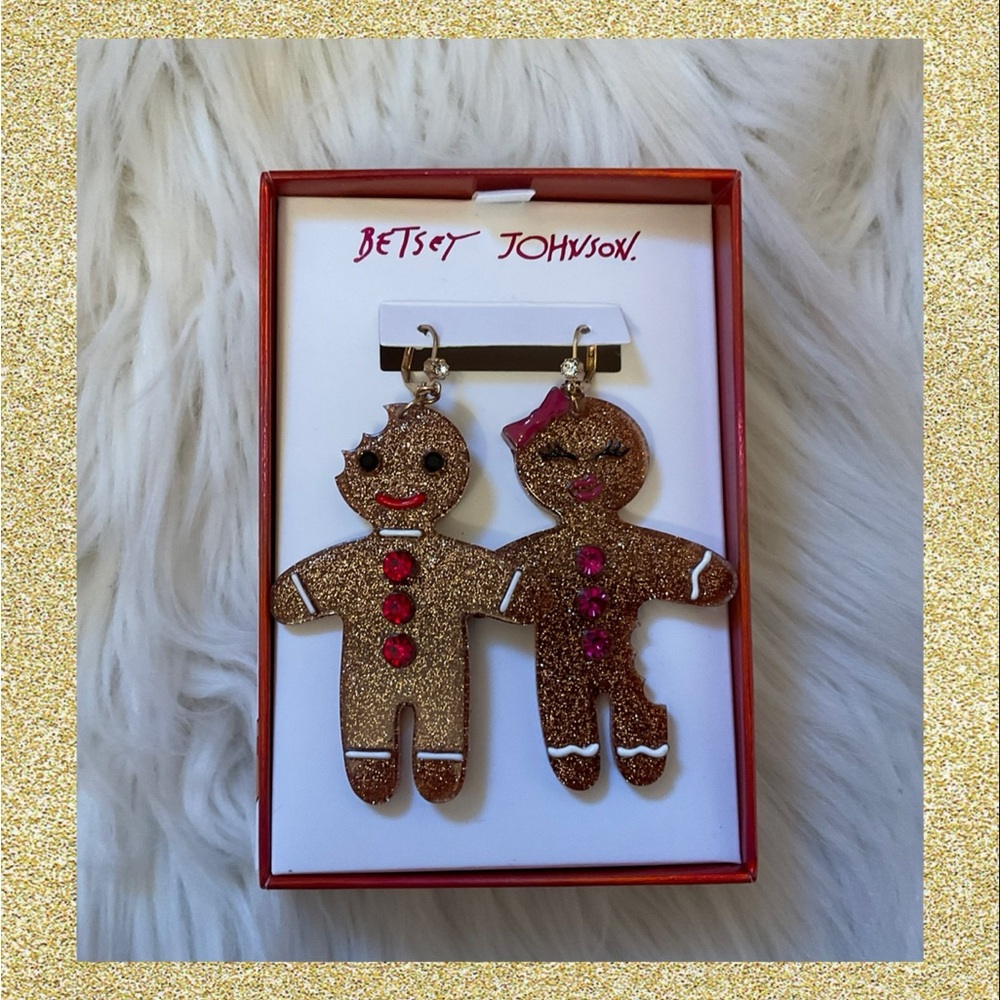 Betsey Johnson Gingerbread Dangle Mismatched Earrings - New in Box